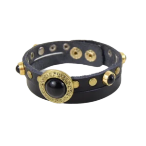 Bracciale in pelle borchiata Gold