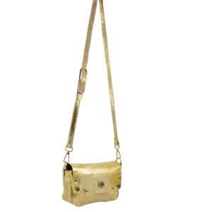 Borsetta miki Aurea in pelle laminata oro e borchiata