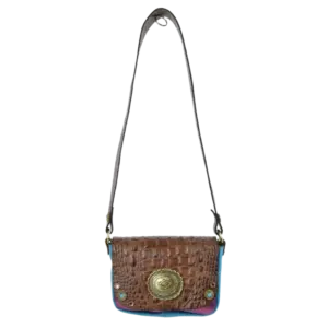 Borsetta laminata violetta in pelle