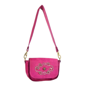 Borsetta in pelle rosa e strass medusa